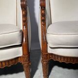 Pair of neoclassical style bergère armchairs