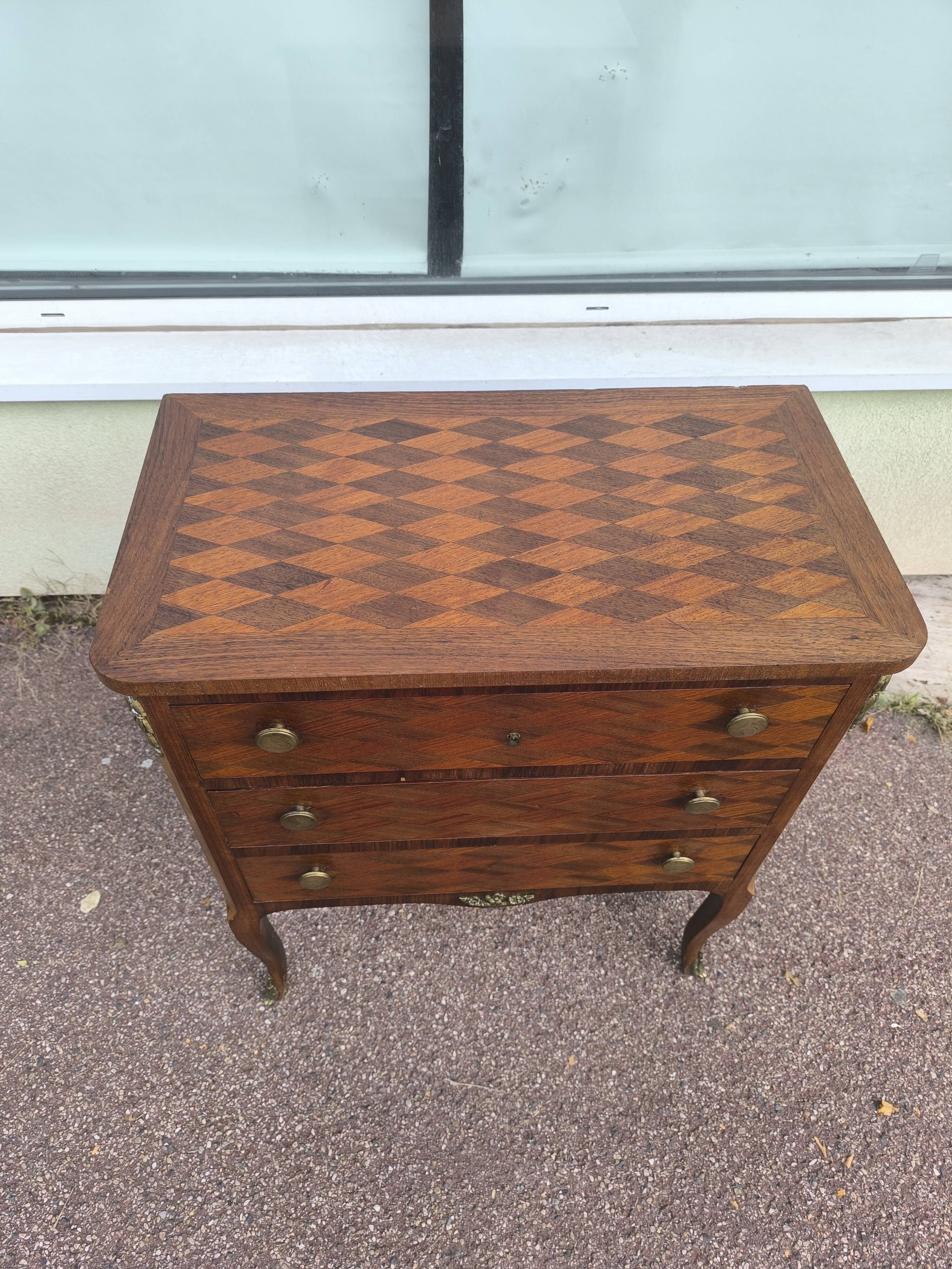 Small Louis XVI Style Marquetry Chest of Drawers Circa 1930/1950