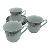 3 large cups and saucers