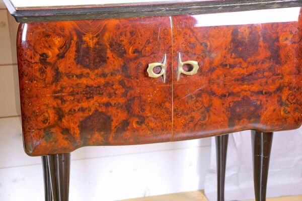 Paire de tables de chevet, palissandre et ronce de noyer, Italie 1950