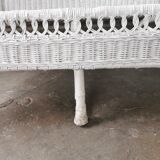White rattan bench