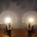 Vintage frosted glass shell wall sconces