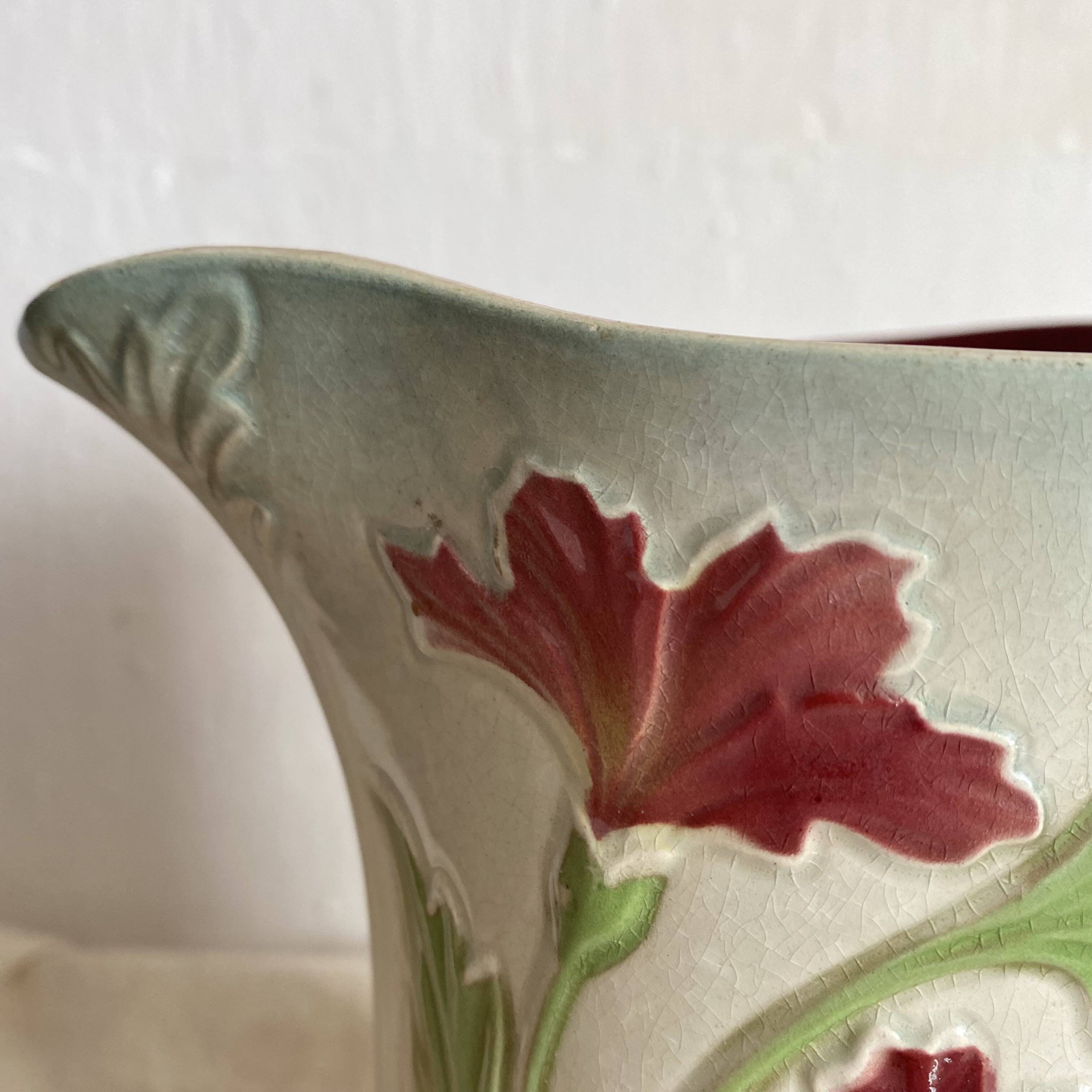 Antique pitcher in St Clément art nouveau slip