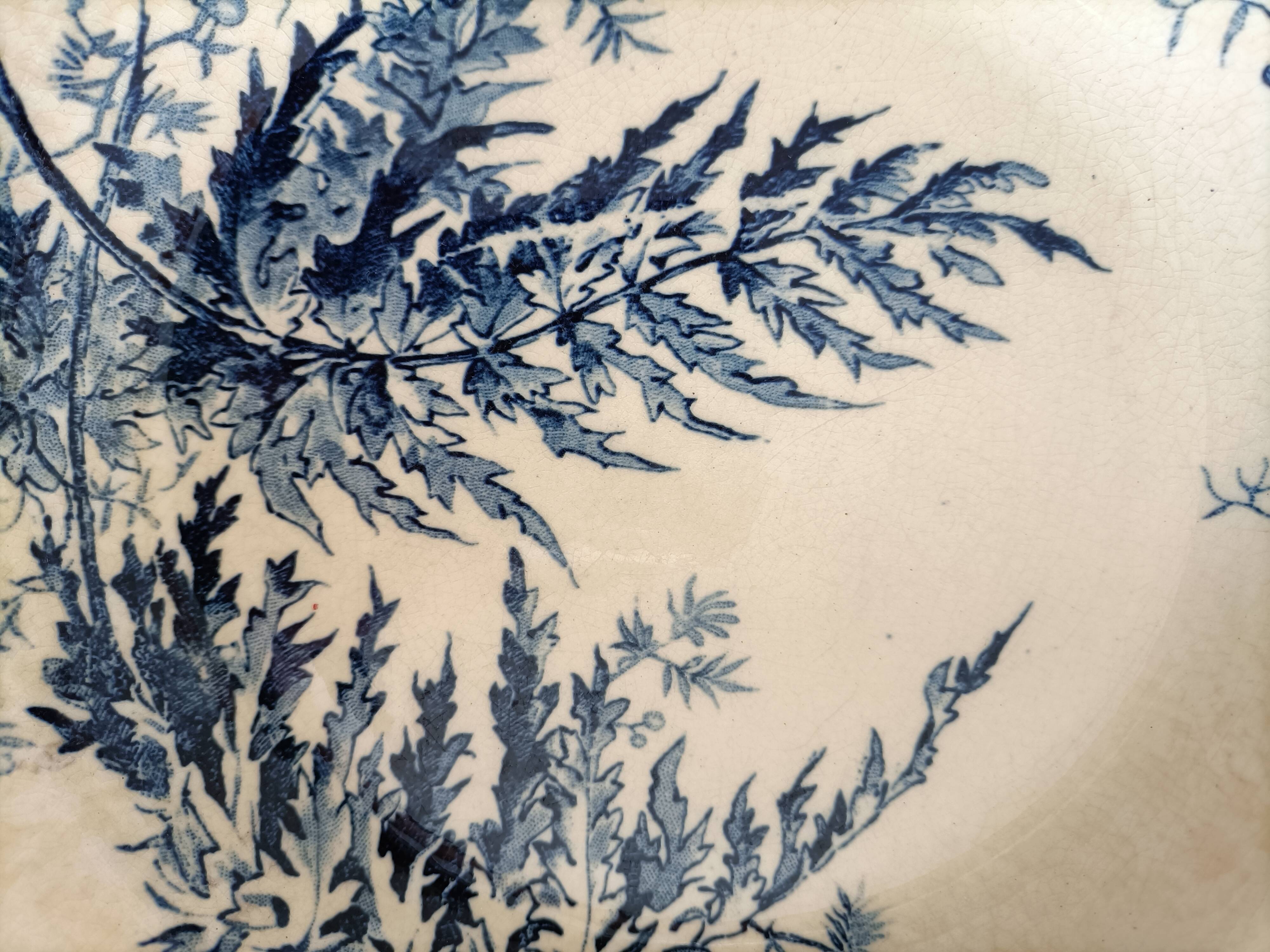 Lot 4 blue plates in opaque porcelain from Gien Fougères collection
