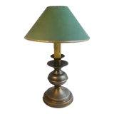 Classical brass table lamp with green shade 1950s