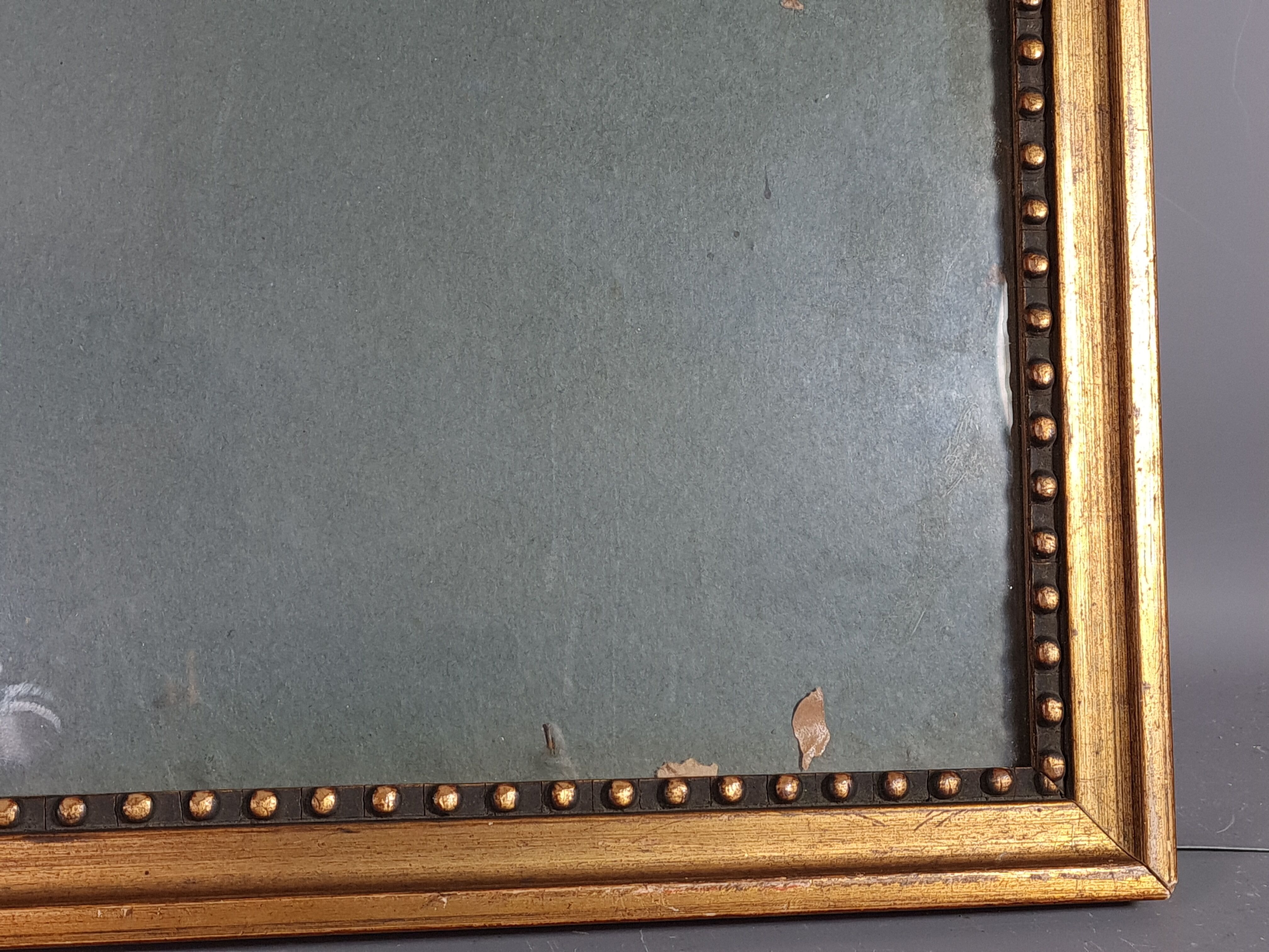 Old beaded frame st. Louis XVI gilded stucco wood