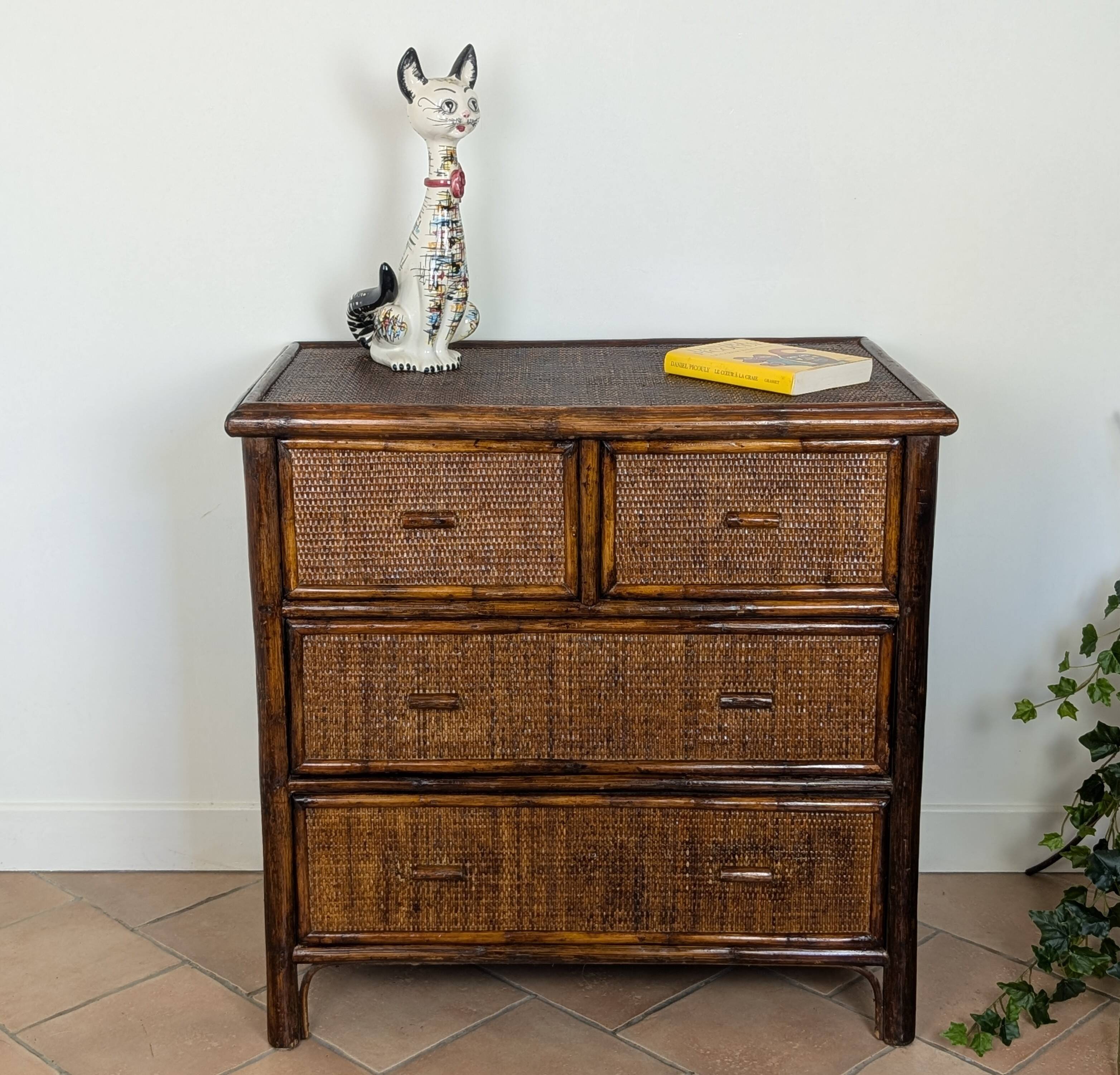 Commode bambou et rotin