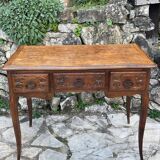 Louis XV style carved solid oak writing table, 19th century