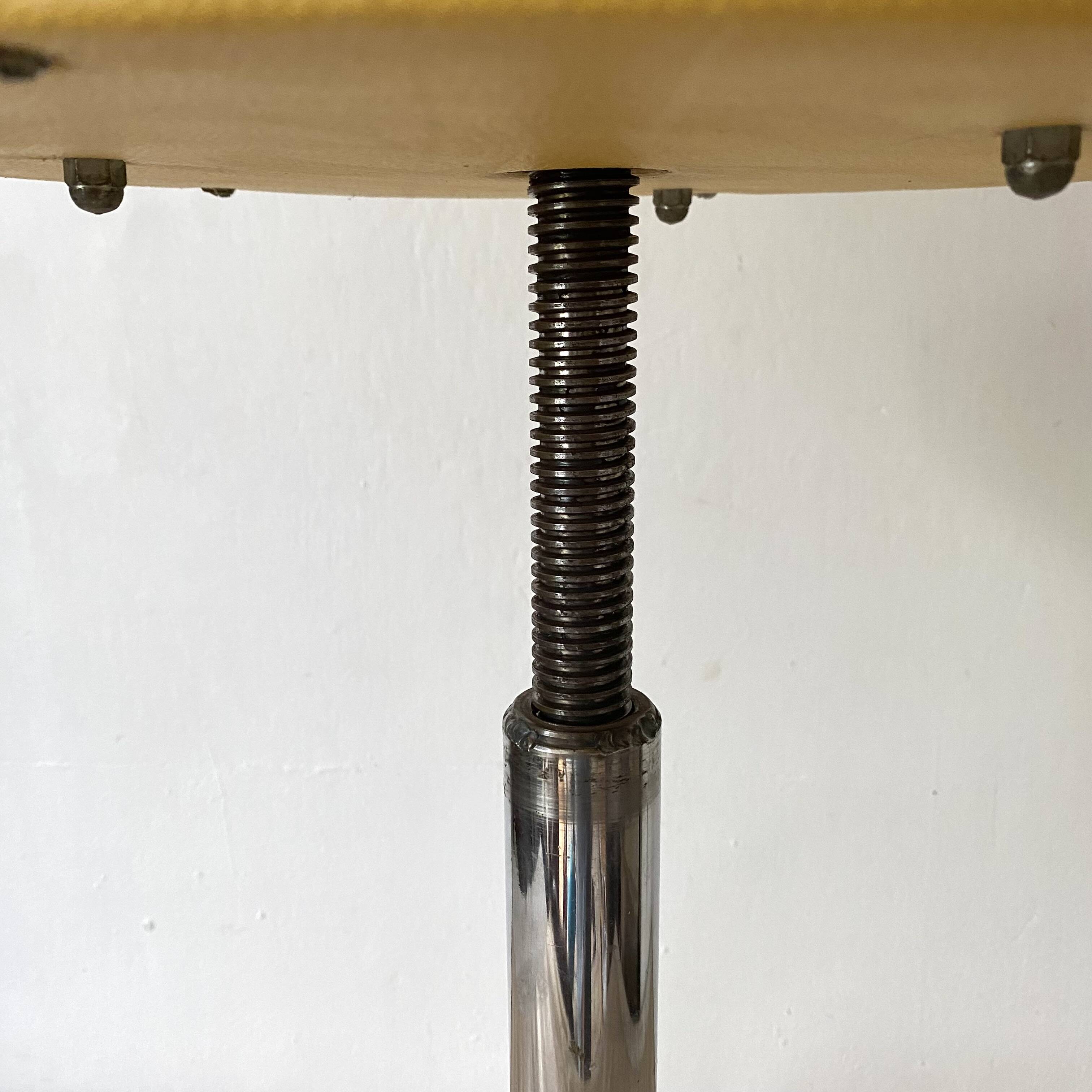 Vintage tripod stool in skai & chrome adjustable in height