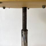 Vintage tripod stool in skai & chrome adjustable in height