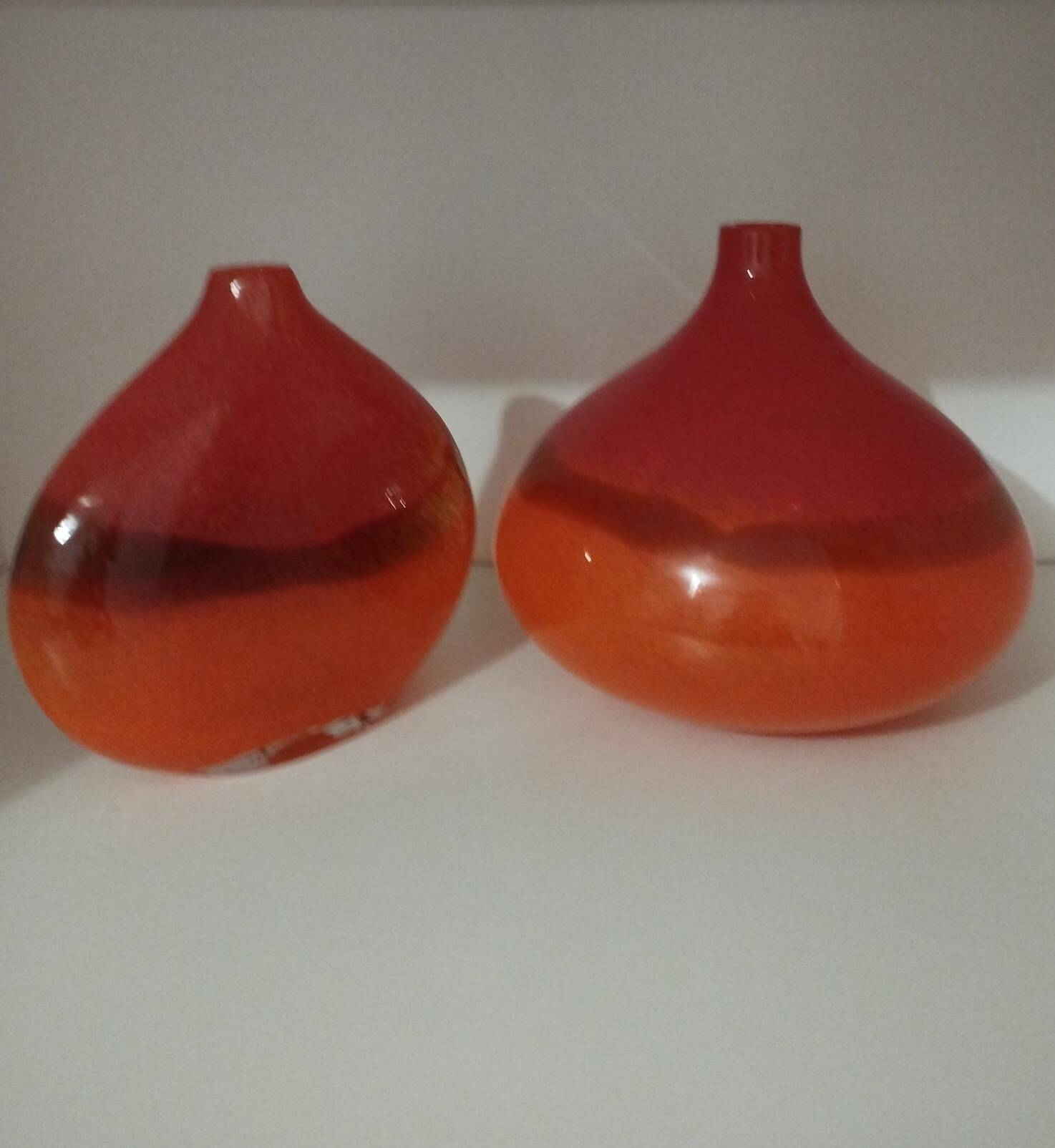 Pair or 2 glass paste vases from the 80s vintage.