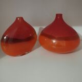 Pair or 2 glass paste vases from the 80s vintage.