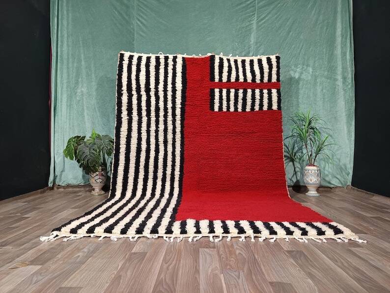 Tapis berbère en laine pure fait main traditionnelle taille 150/250 cm