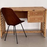 Italian Bamboo and Rattan Desk or Vanity with two Drawers, 1970s