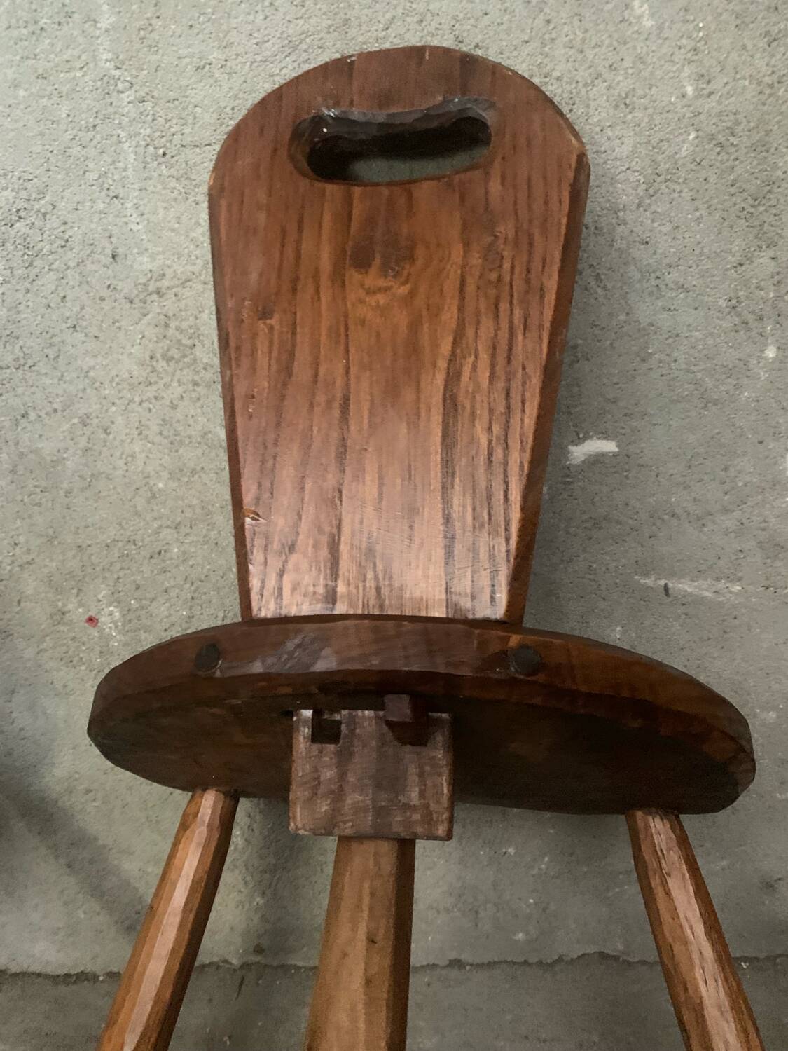 Pair of Brutalist Tripod Low Chairs