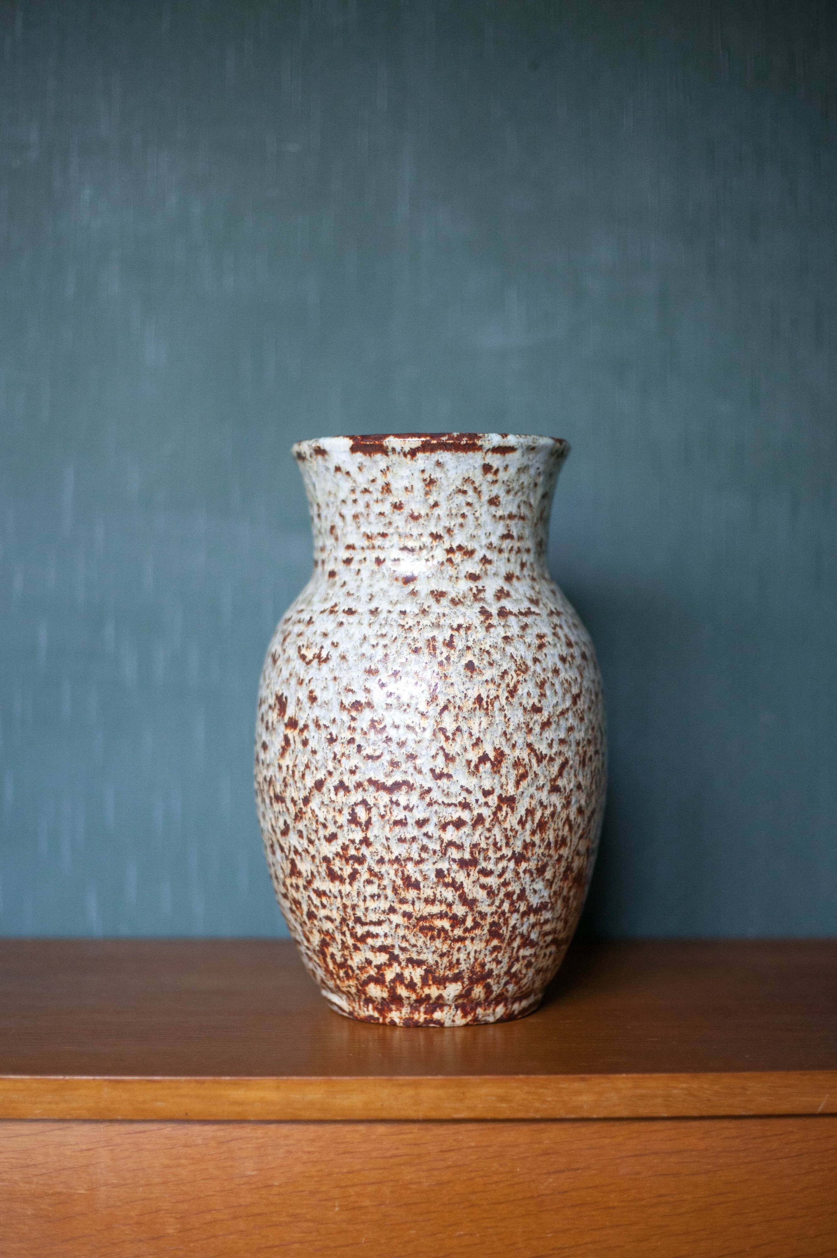 Speckled ceramic vase, west germany