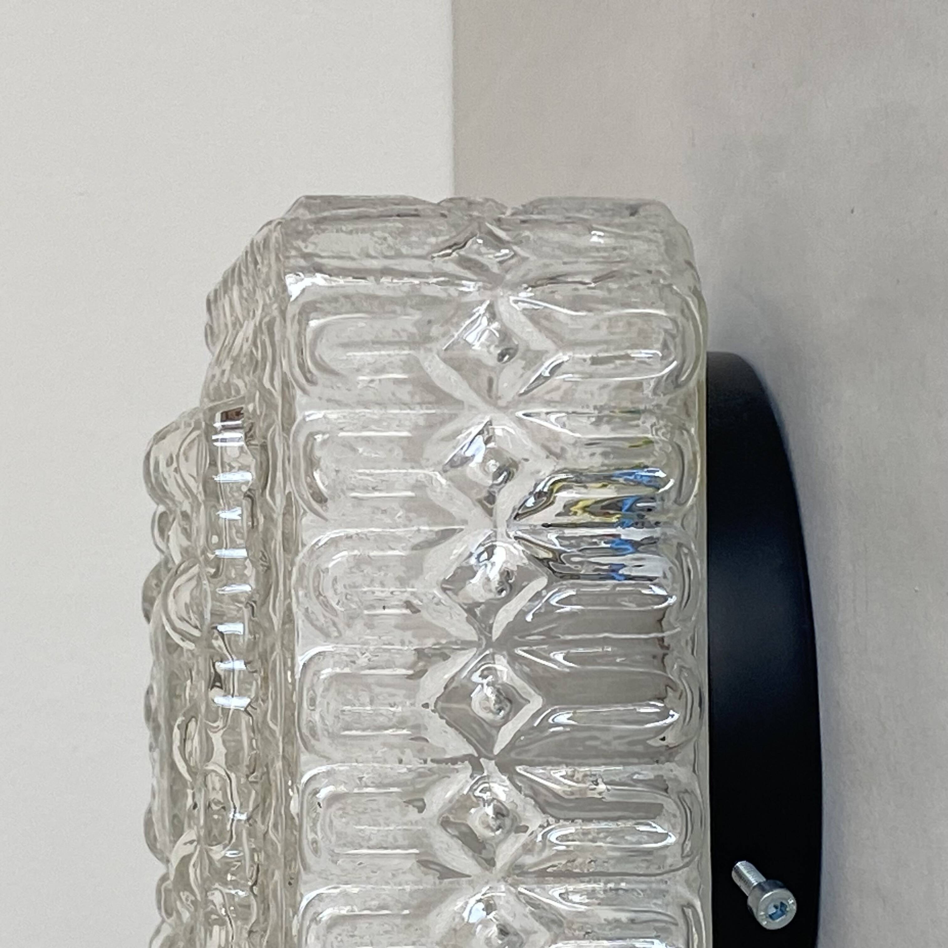 Small square wall light ceiling light molded glass 1970 1980