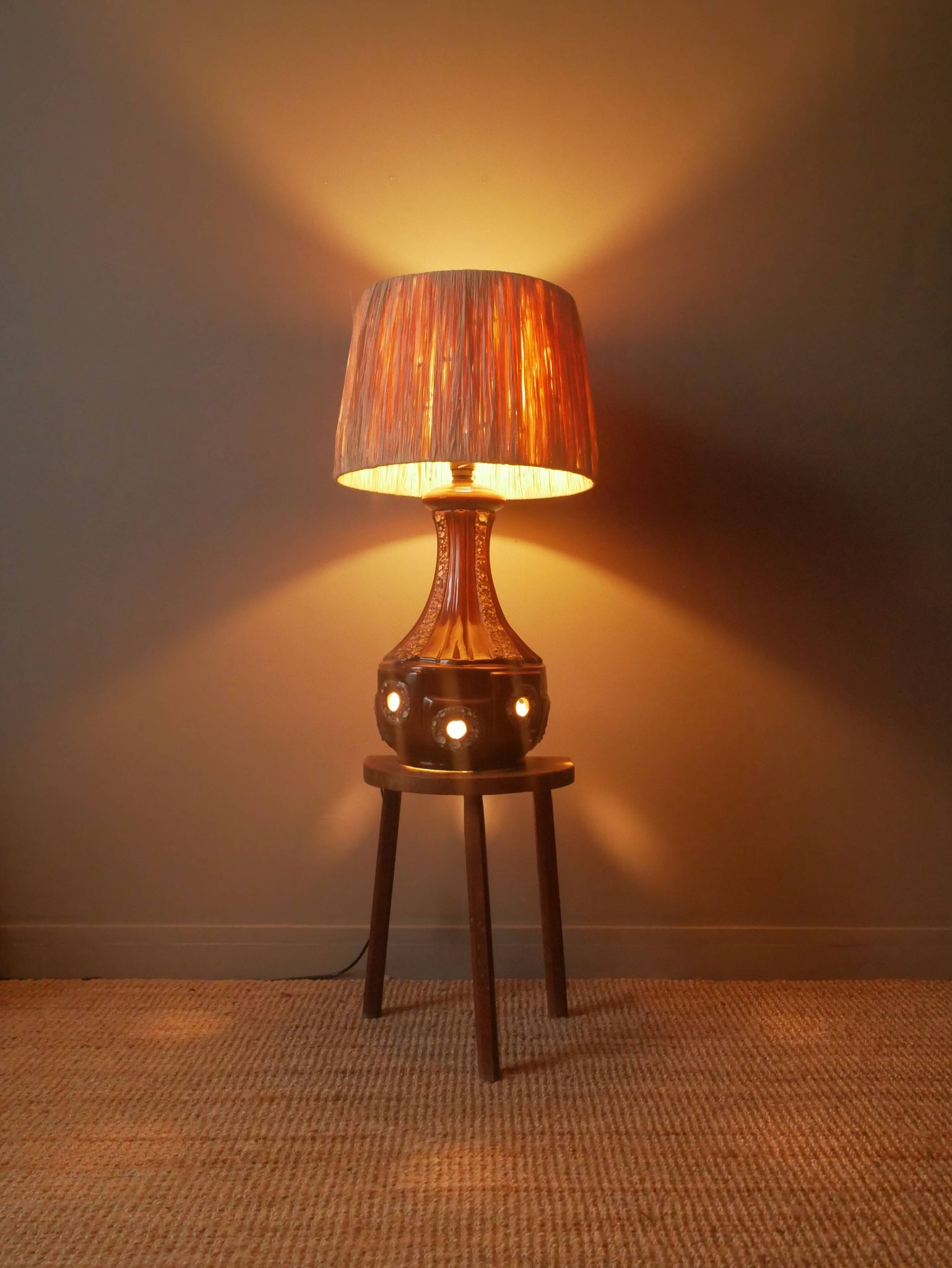 Vintage ceramic lamp base Scandinavian decoration retro floor lamp shades of brown