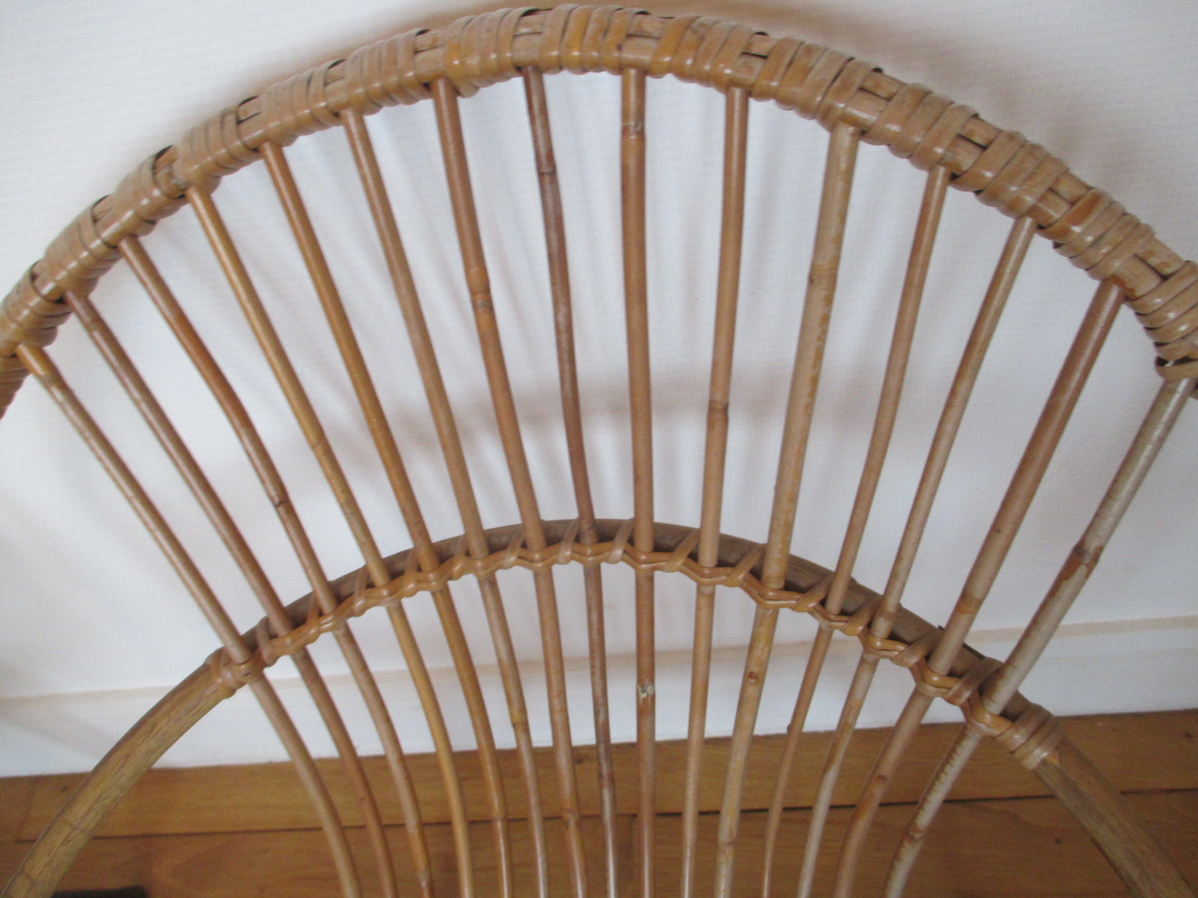 Shell armchairs in rattan and metal year 60