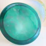 Large flared vase, signed La Rochère, blown glass with colored inclusions