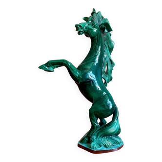 Cheval céramique vert ancien