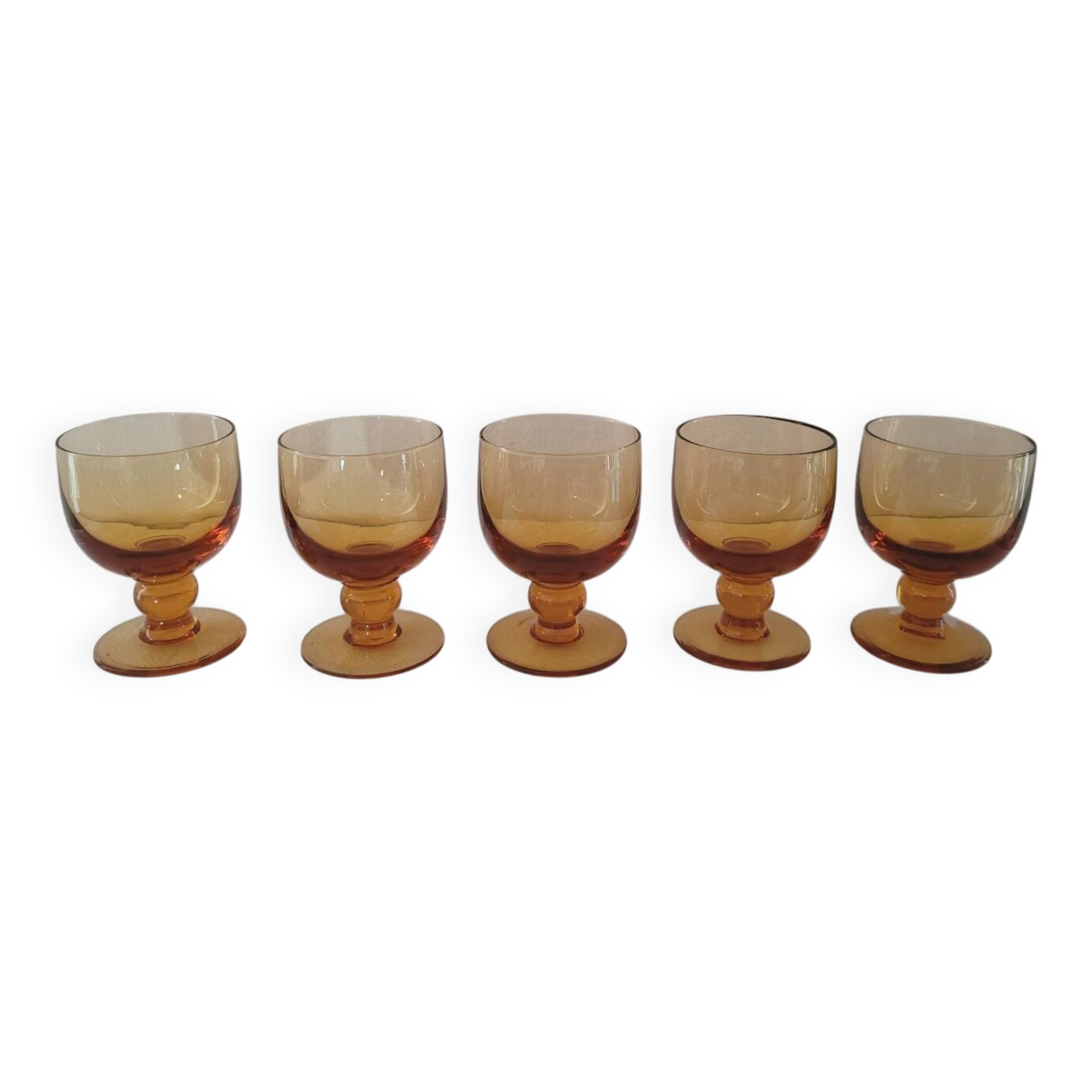 Verres à pied 70's ambré