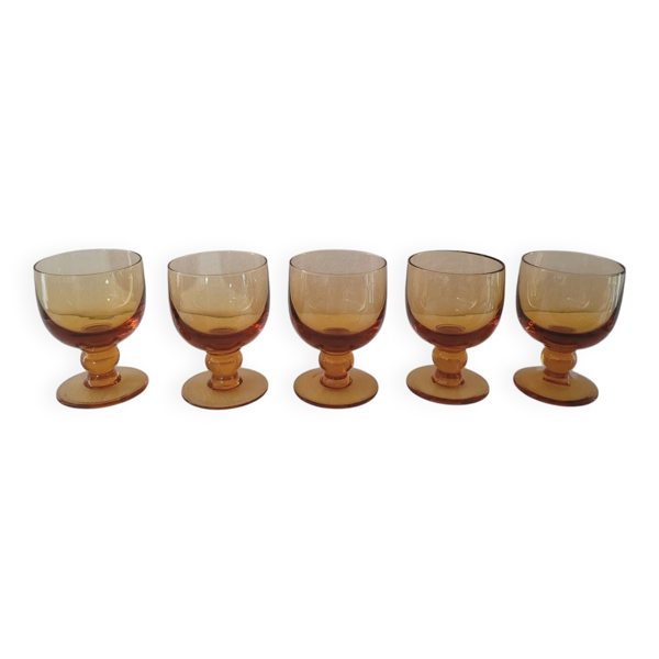 Verres à pied 70's ambré