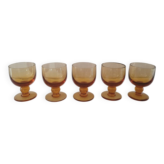 70s amber stemmed glasses