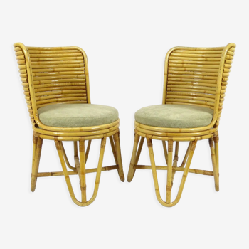Ensemble de 2 chaises en bambou dans le style de Paul Frankl, années 1950
