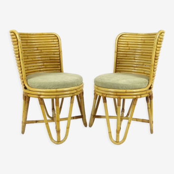 Set of 2 bamboo chairs in the style of Paul Frankl, 1950s