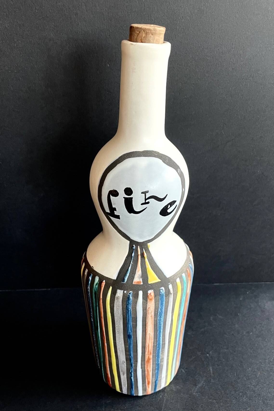“Fine” earthenware bottle Roger Capron Vallauris