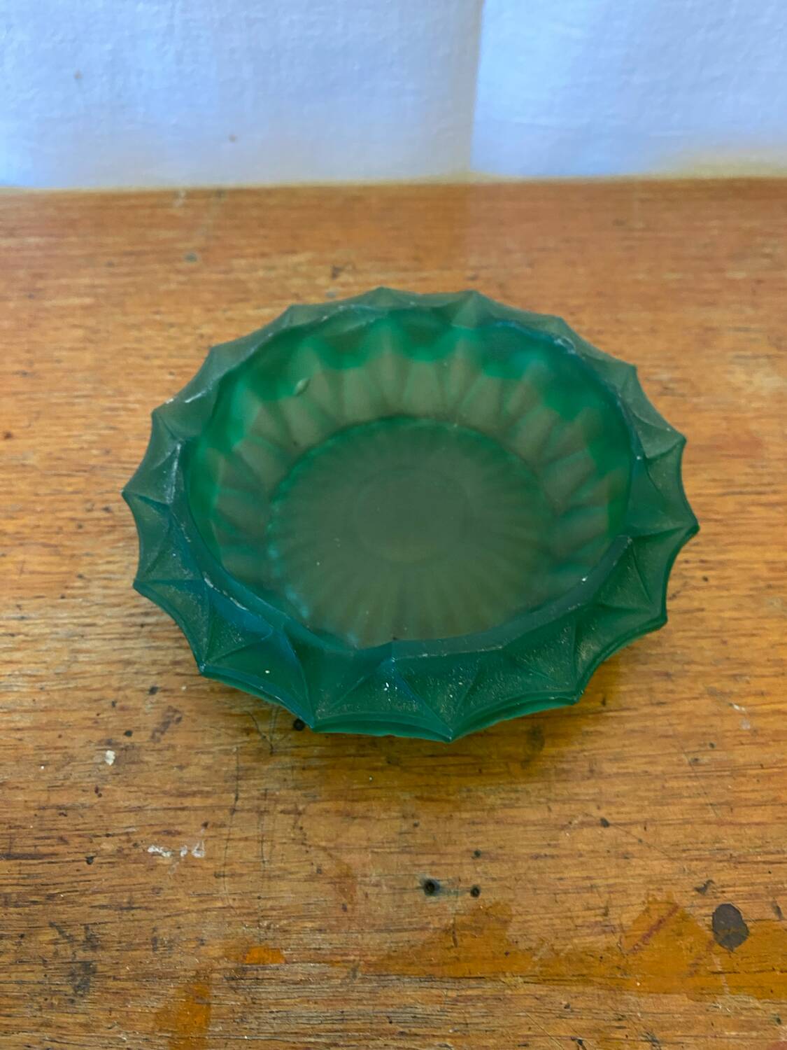 Antique LUMINARC Ashtray Vintage Green Molded Glass