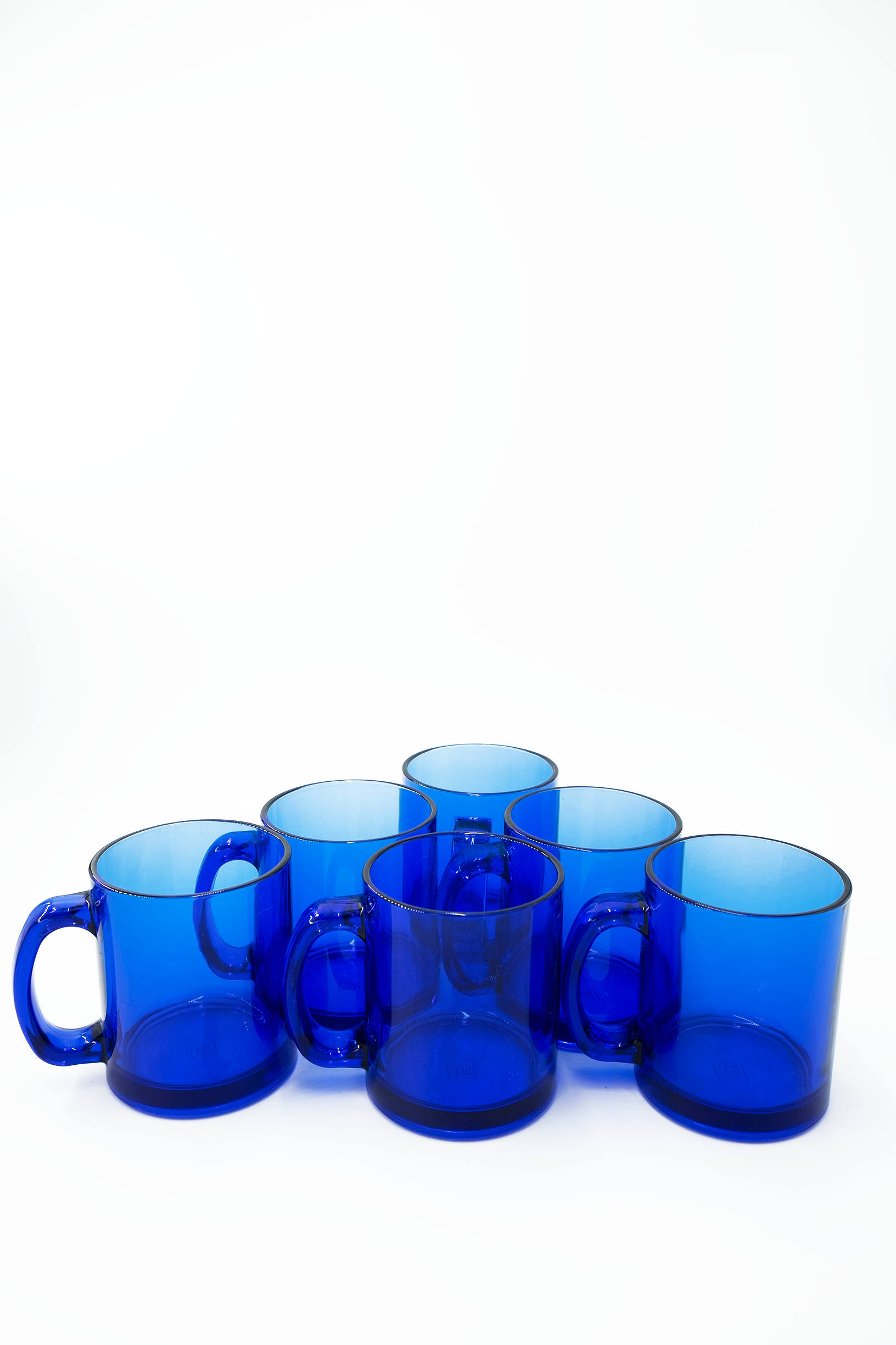 Set of 6 vintage cobalt blue glass coffee cups/mugs