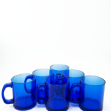 Set of 6 vintage cobalt blue glass coffee cups/mugs