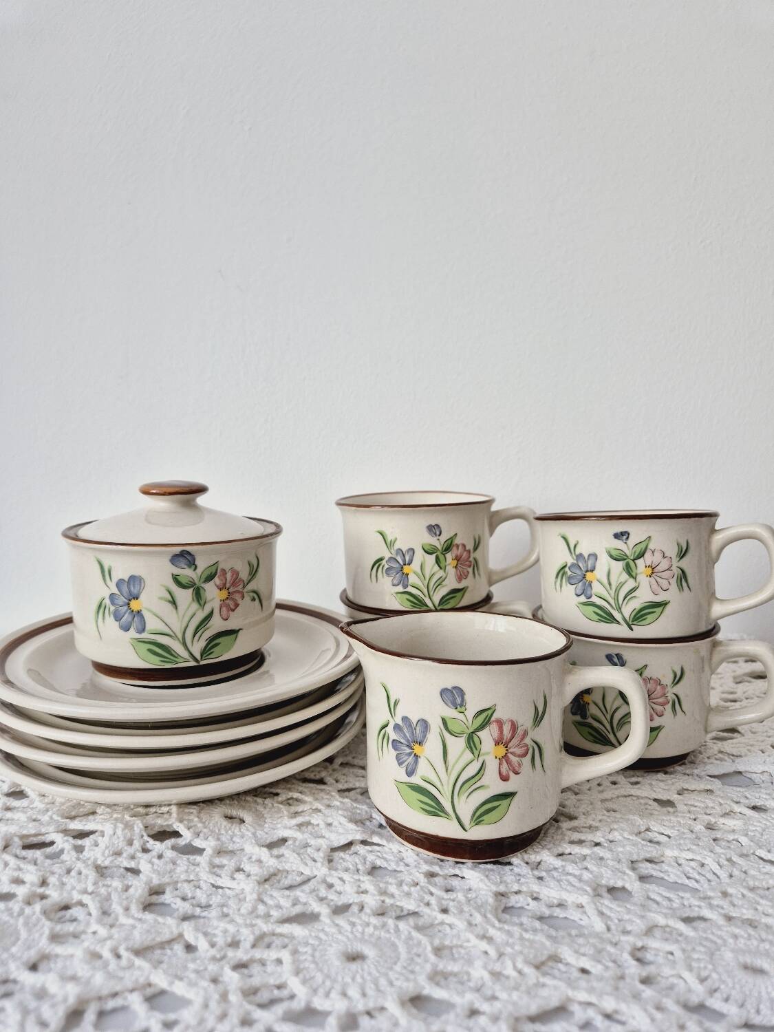 Vintage Flower Pattern Stoneware Tea/Coffee Set