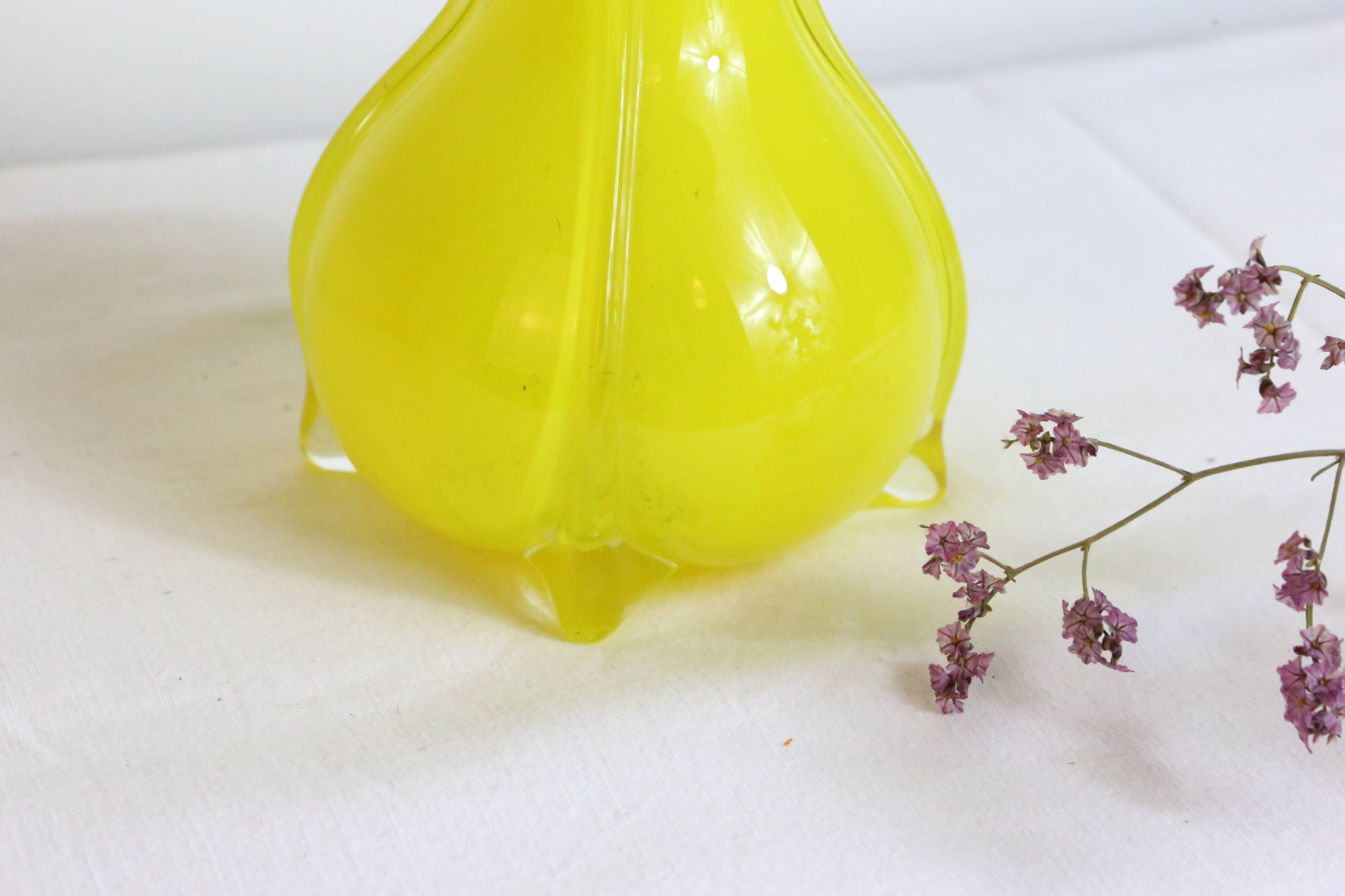 Yellow opaline vase, vintage