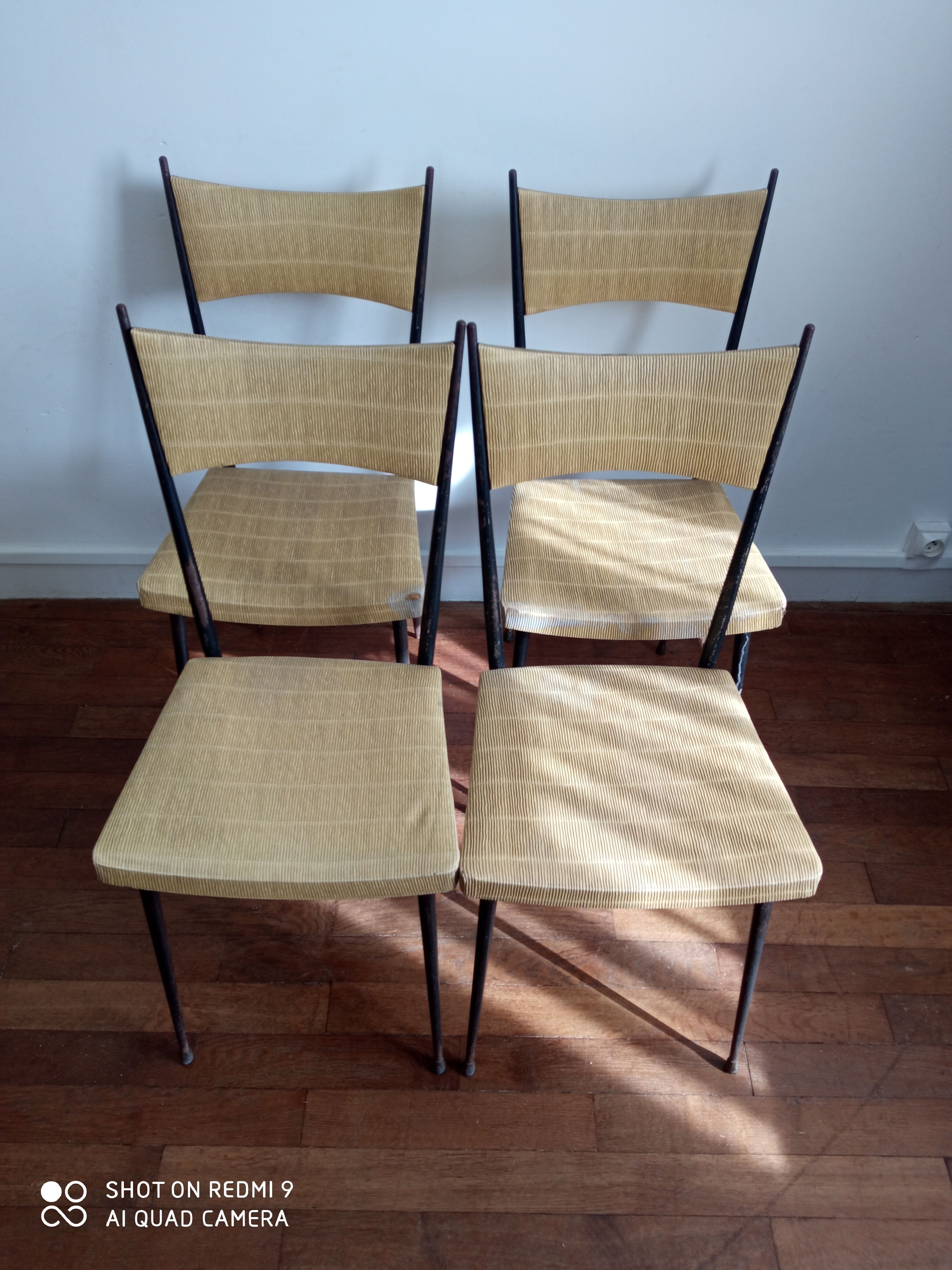 Chairs Colette gueden metal and vintage skaï