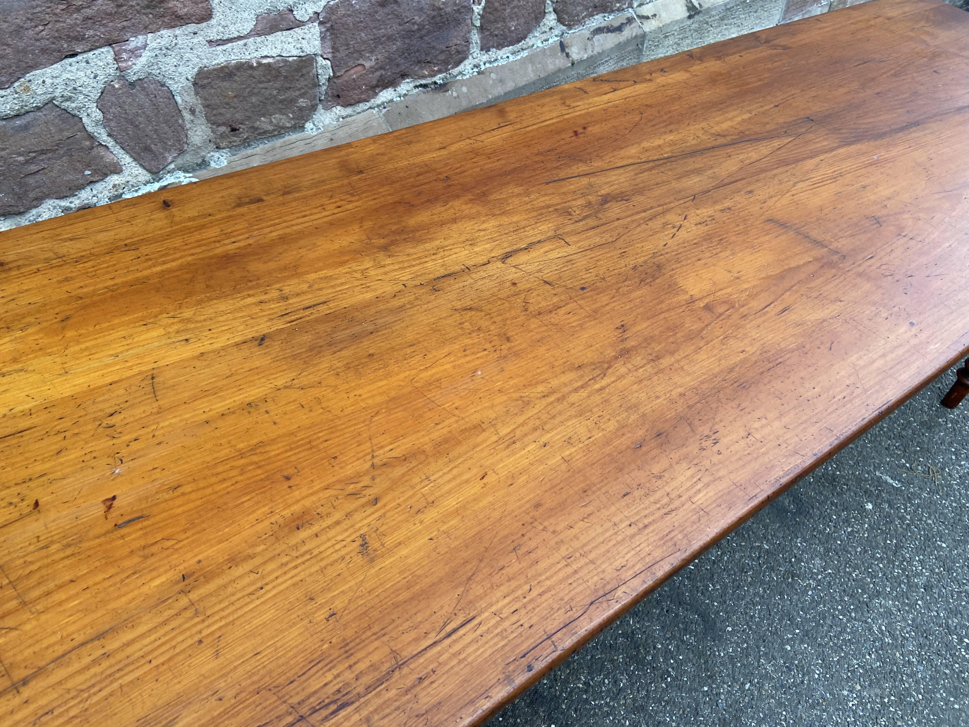 Large Alsatian farmhouse table 225 cm fir shade Merisier