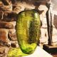 1970s green vase in hand worked Murano glass - made in Italy. 31 cm high.