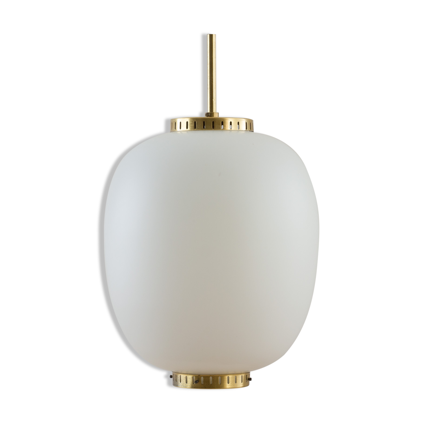 China pendant by Bent Karlby for Lyfa in opaline glass & brass, 60's
