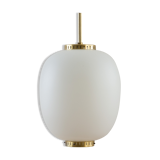 China pendant by Bent Karlby for Lyfa in opaline glass & brass, 60's