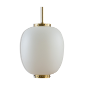 China pendant by Bent Karlby for Lyfa in opaline glass & brass, 60's