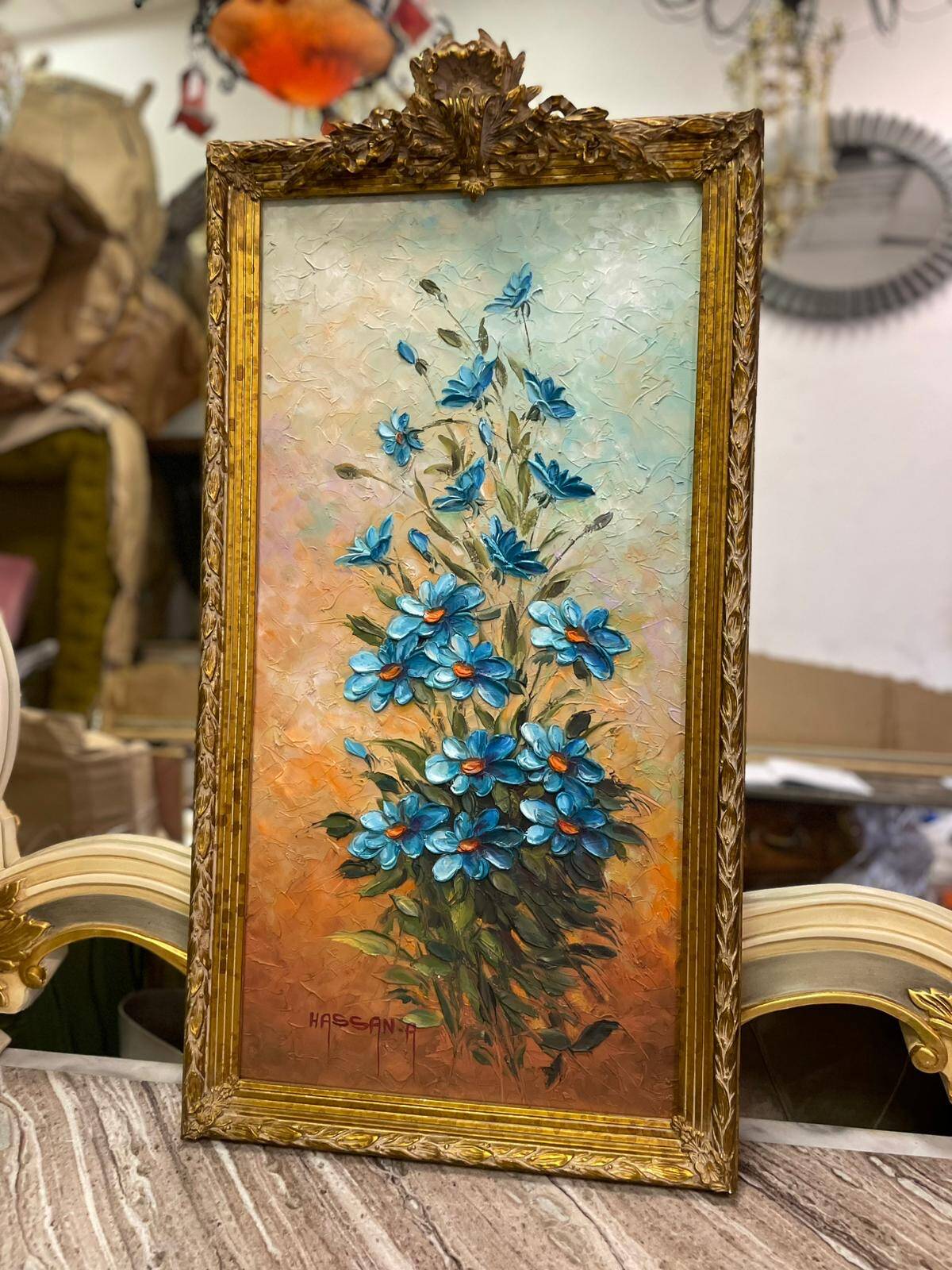 Tableau fleurs bleues