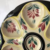 Hand-painted HB Quimper oyster plate