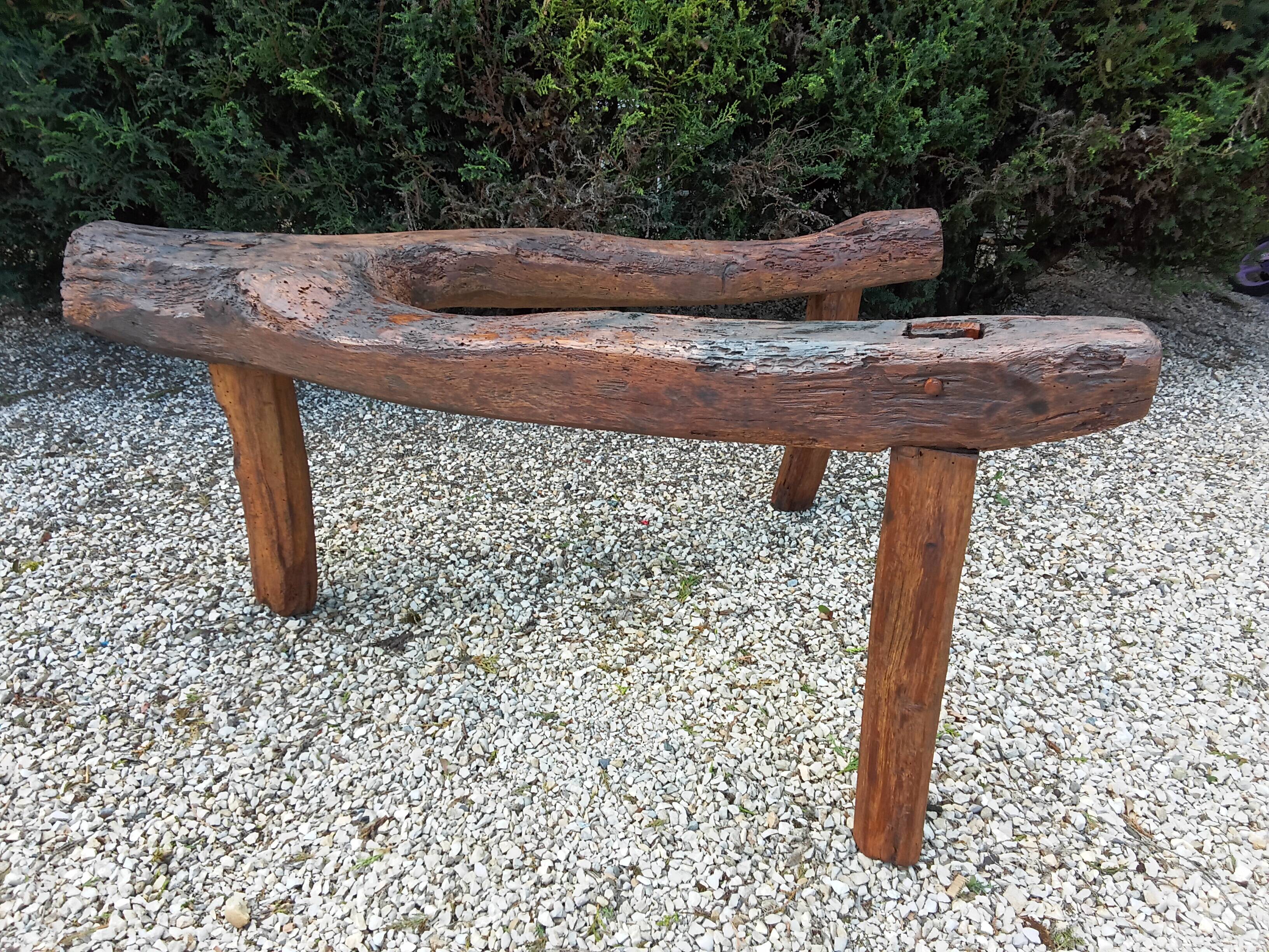 Brutalist wooden bench