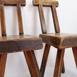 Brutalist Chairs attributed to Mobichalet, Belgium, 1960s, Set of 4