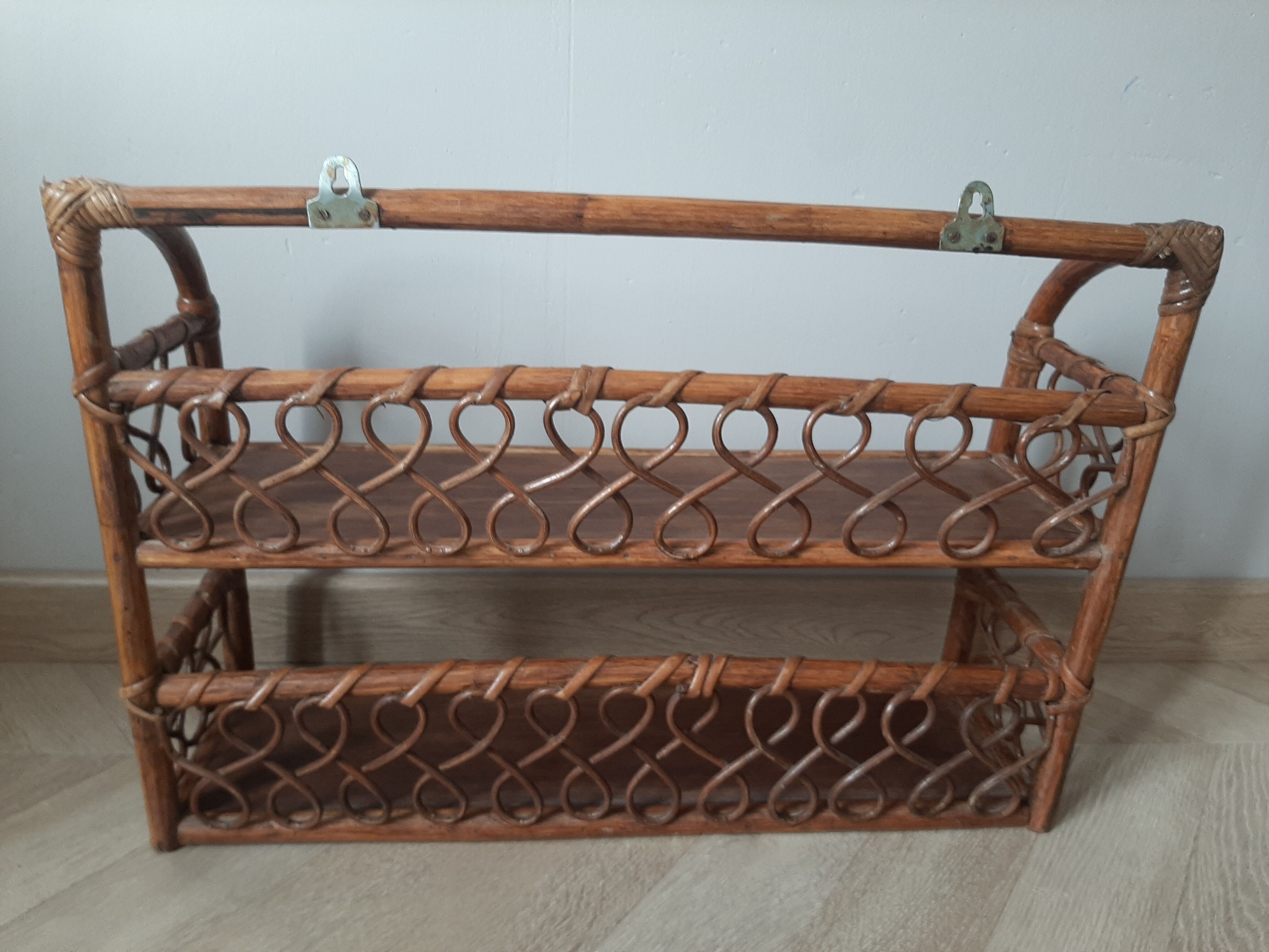 Rattan wall shelf 2 levels