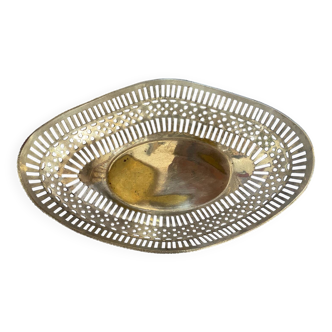 Large antique silver-plated metal bread basket