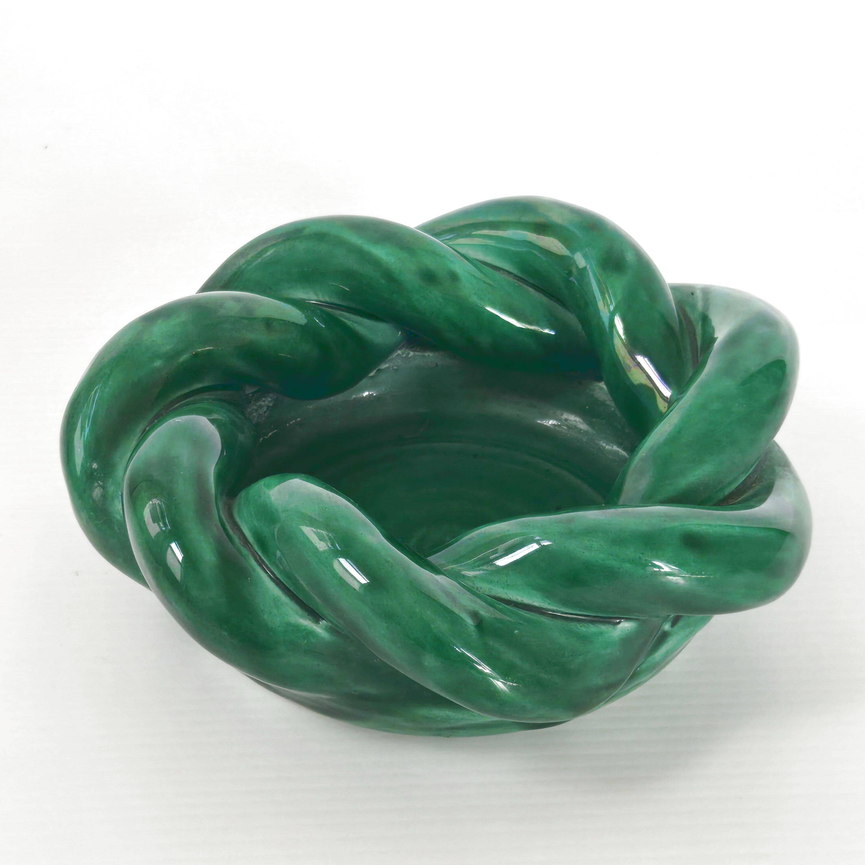 Vintage 1960s woven ceramic ashtray or pocket emptier