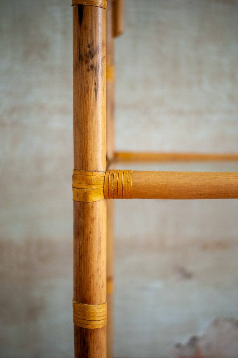 Vintage bamboo arch bookshelf, 1970s